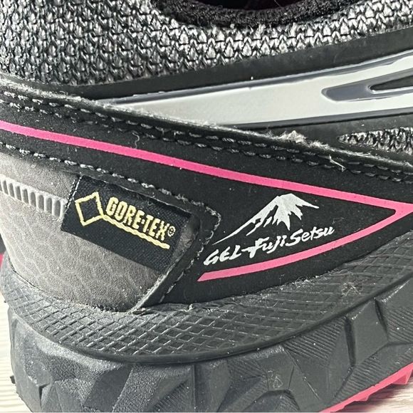 Asics Gel-Fuji Setsu Black Gray Pink Goretex Trail Running Shoe Spikes Womens 7 - Picture 6 of 9